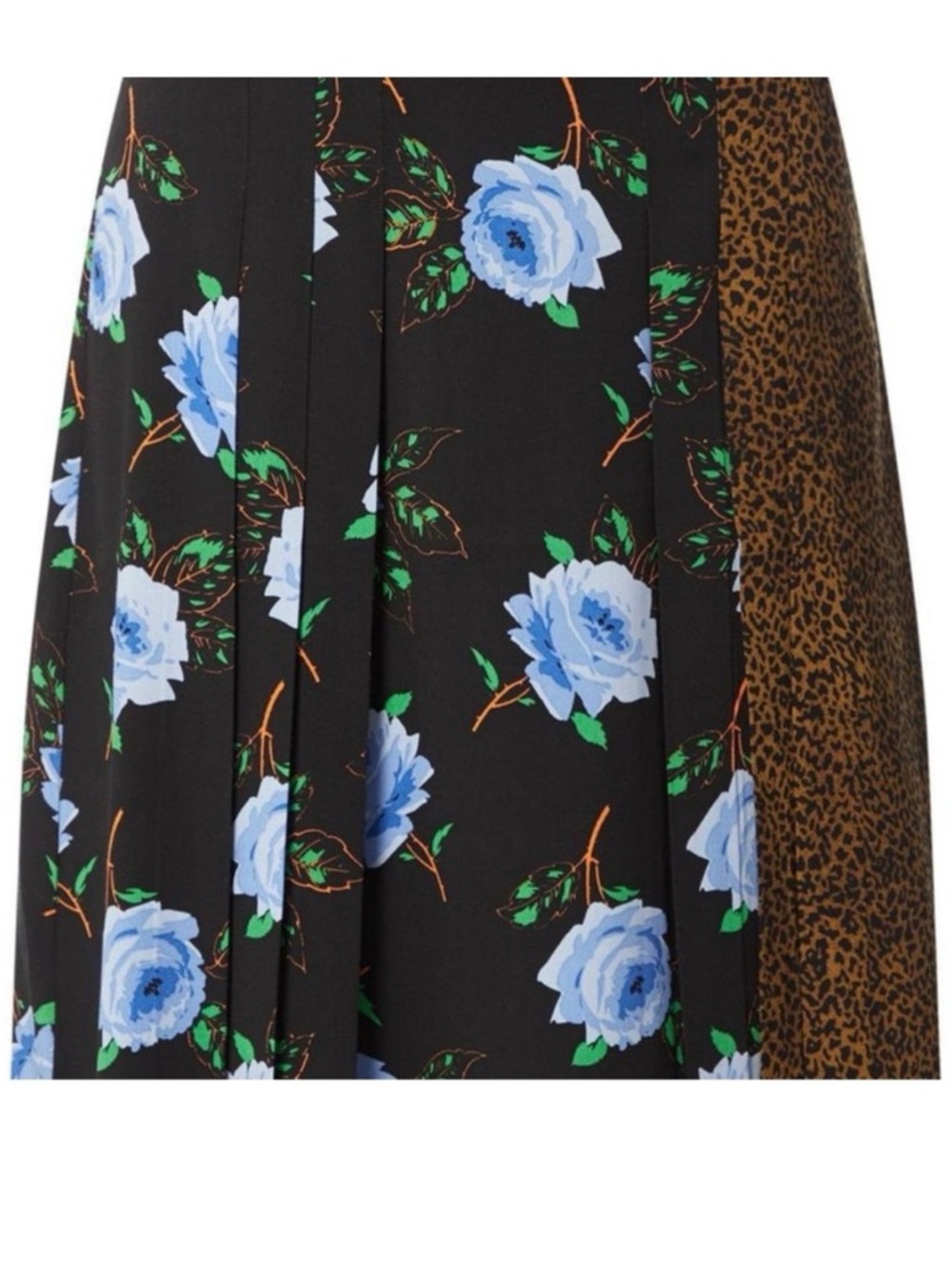 Essential Antwerp Pleated Midi Skirt Size 36 Floral Leopard Viscose 28” Waist